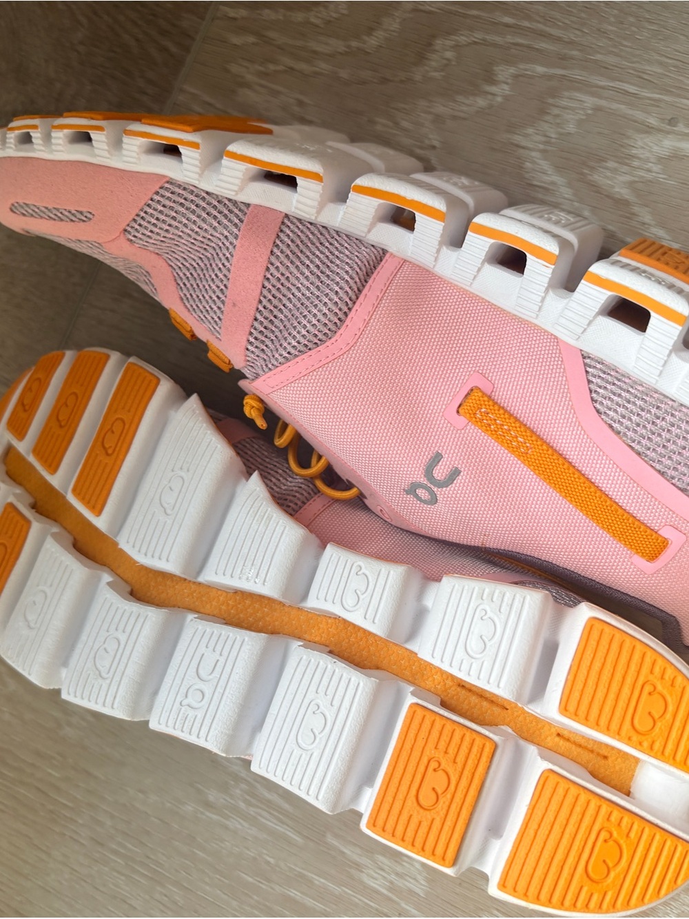 On Running Women's Pink and Yellow Cloud Trainers - Picture 3 of 4